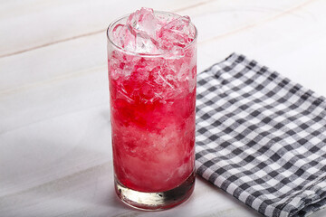 Cold strawberry cocktail with ice
