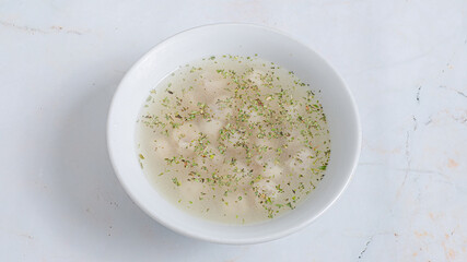 Dumplings soup bowl, Azerbaijani dumplings soup - Dushbara