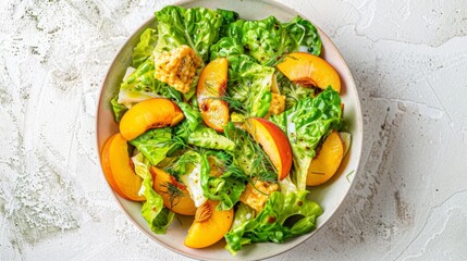 Caramelized Peach and Halloumi Salad with Frisée and Dill