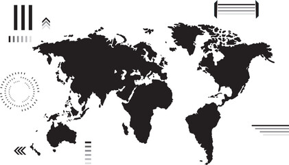 world map on black art