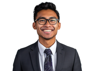 professional headshot in a white background of male wearing suit, nice tie, nice smile isolated PNG