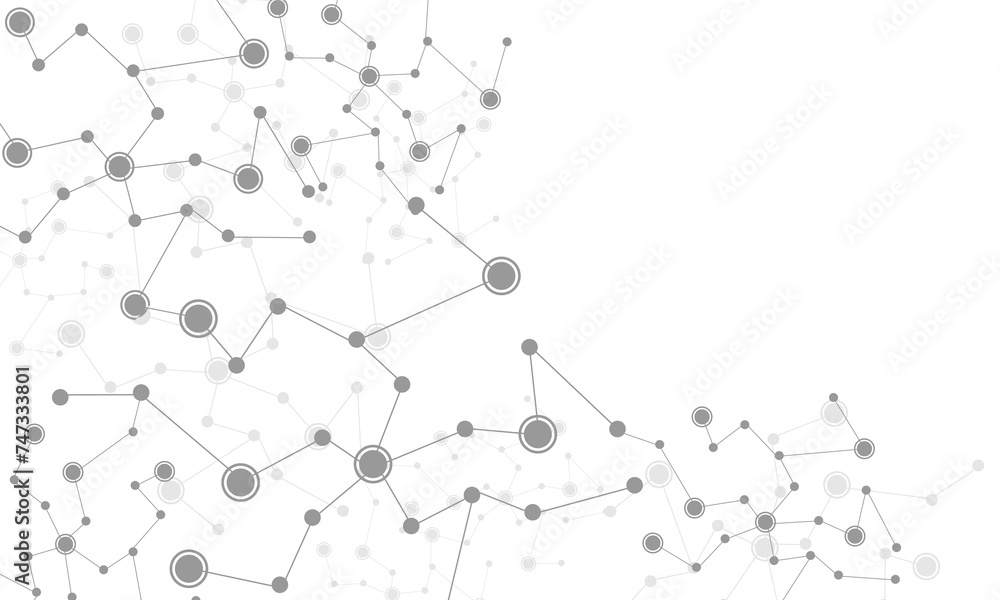Poster abstract grey connecting dots and lines connection science on white with blank space design technolo