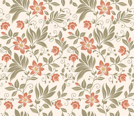 Vector flower seamless pattern background. Elegant texture for backgrounds. Classical luxury old fashioned floral ornament, seamless texture for wallpapers, textile, wrapping