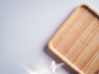 Empty wooden tray for holding food or snacks 