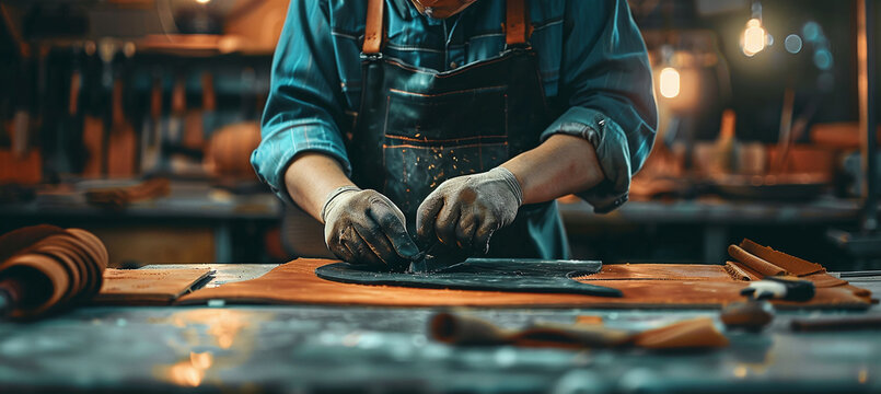tanner sews leather product
