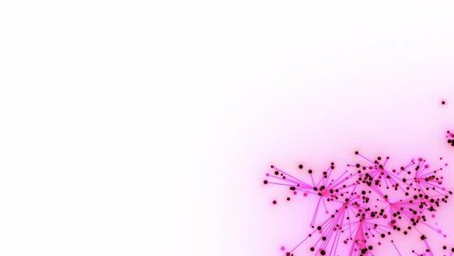 futuristische pink lila violett leuchtende synchrone Netzwerkverkn&uuml;pfungen mit Knotenpunkten, Fraktal, Muster, Kreis, Verbindungen, KI, Internet, Server, Plexuseffekt, System, FTTH, Daten, leuchten
