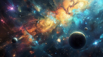 Obraz na płótnie Canvas Space galaxy wallpaper. nebula wallpaper. Beautiful cosmic Outer Space wallpaper. Space background with shining stars. cosmos with stardust. Infinite universe and starry night. Planets wallpaper.