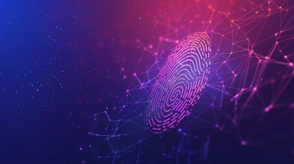 Biometric security concept with fingerprint and facial recognition technology abstract illustration background - obrazy, fototapety, plakaty