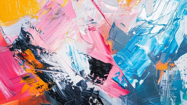 Close-up exploration of an abstract painting, highlighting the emotional depth and texture diversity created by various painting tools.