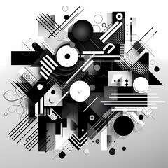 Abstract geometric shapes in black and white.