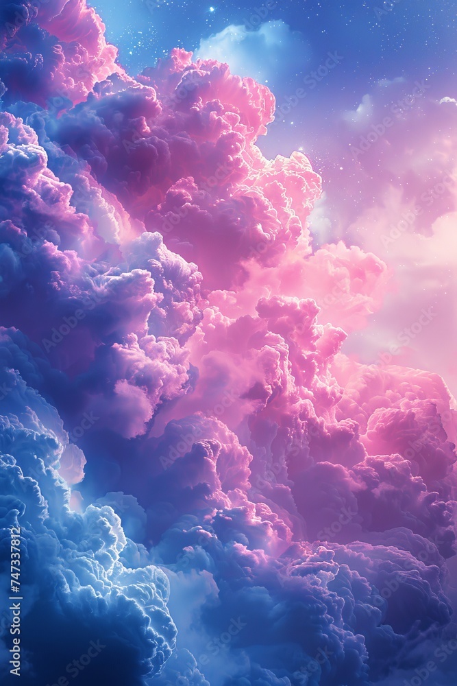Poster cloud pattern backgrounds and soft pastels create a serene and calming ambiance