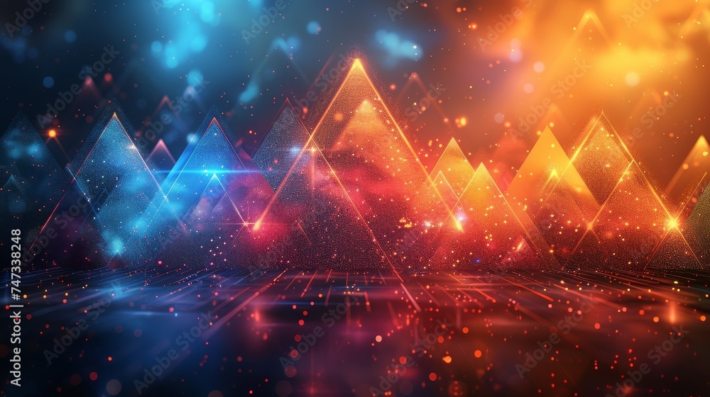 Poster abstract background featuring gradient mesh with vivid hues and contemporary geometric elements