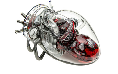 Artificial Heart On Transparent Background.