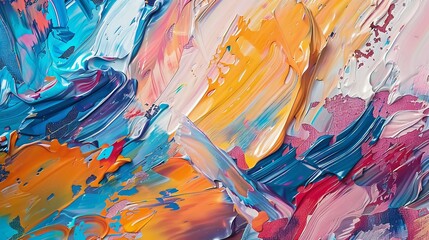 Closeup shot of an abstract oil painting, focusing on the dramatic interplay of colors and the tactile quality of the paint surfaces. - obrazy, fototapety, plakaty