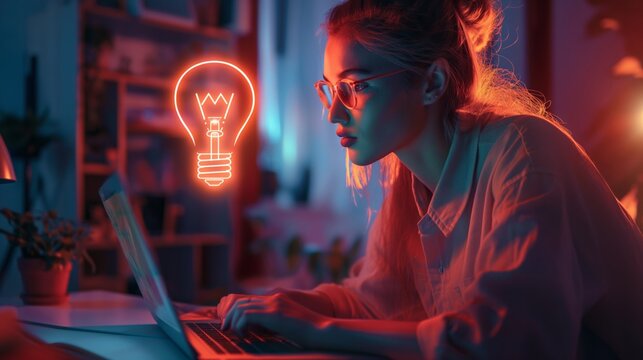 Concept of online education and idea development at home is illustrated as women utilize laptops for remote learning, taking sample tests from the comfort of their homes.