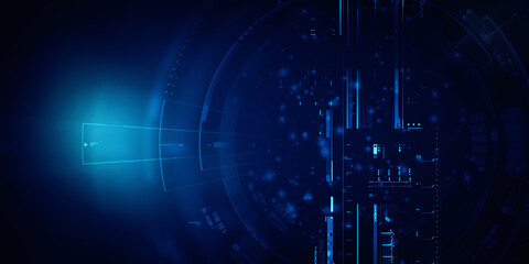 2d illustration Abstract futuristic electronic circuit technology background