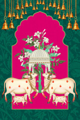  indian cow pichwai art for home decor