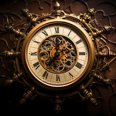 Fototapeta na wymiar Vintage clock surrounded by antique keys.