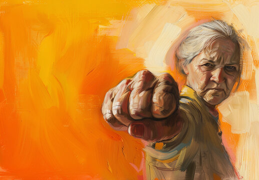 Portrait of Determined Woman with Clenched Fist