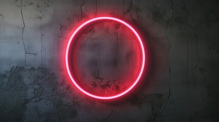 Neon sign of circle frame for template and layout on the wall background. - obrazy, fototapety, plakaty