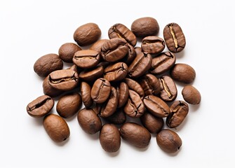 Naklejka premium Set of fresh roasted coffee beans isolated on white background.