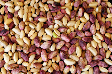 Pistachio,Peanuts, wonderful peanut composition for healthy and dietary nutrition.Hazelnut. Green...