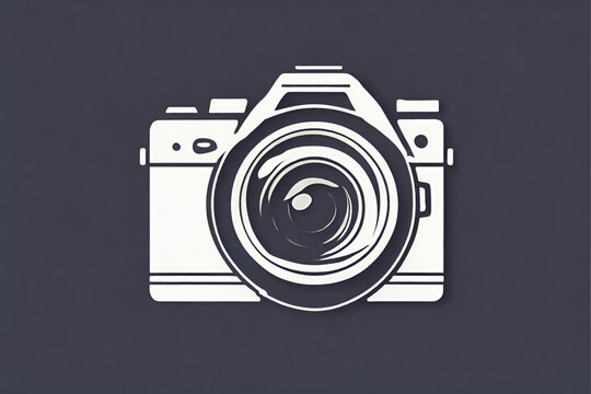 camera logo features a simplified yet stylish representation of a camera