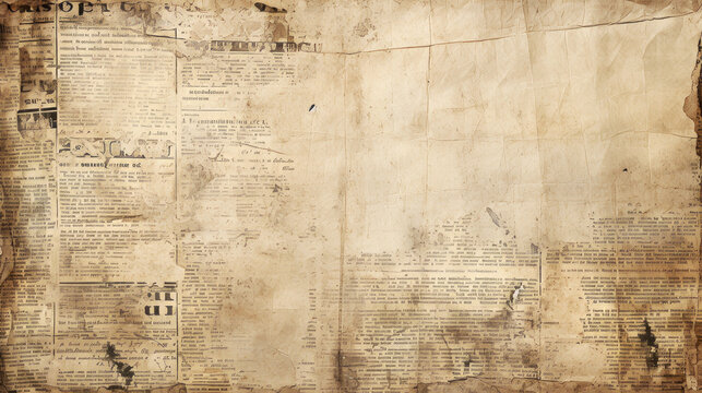 Old newspaper background. Aged brown paper grunge vintage texture. Overlay template