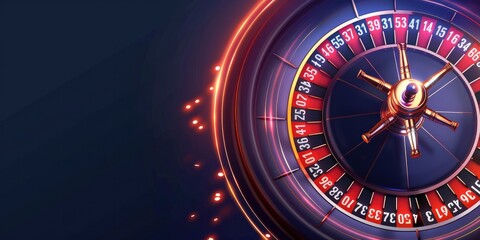 Elegant Roulette, Beautifully Designed Roulette Wheel Set Against a Dark Background, Offering Space for a Logo or Inscription.