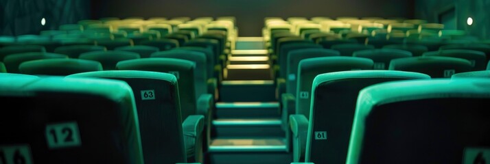 Comfortable Green Cinema Seats with Numbered Rows