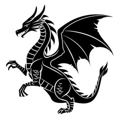 Dragon black icon on white background.