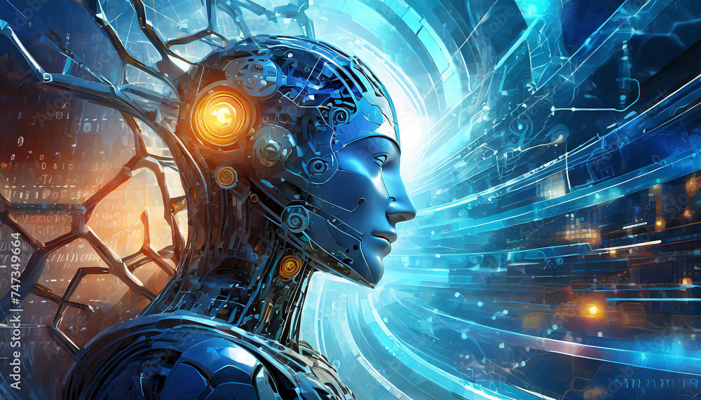 Aufkleber artificial intelligence. technology web background. virtual concept
