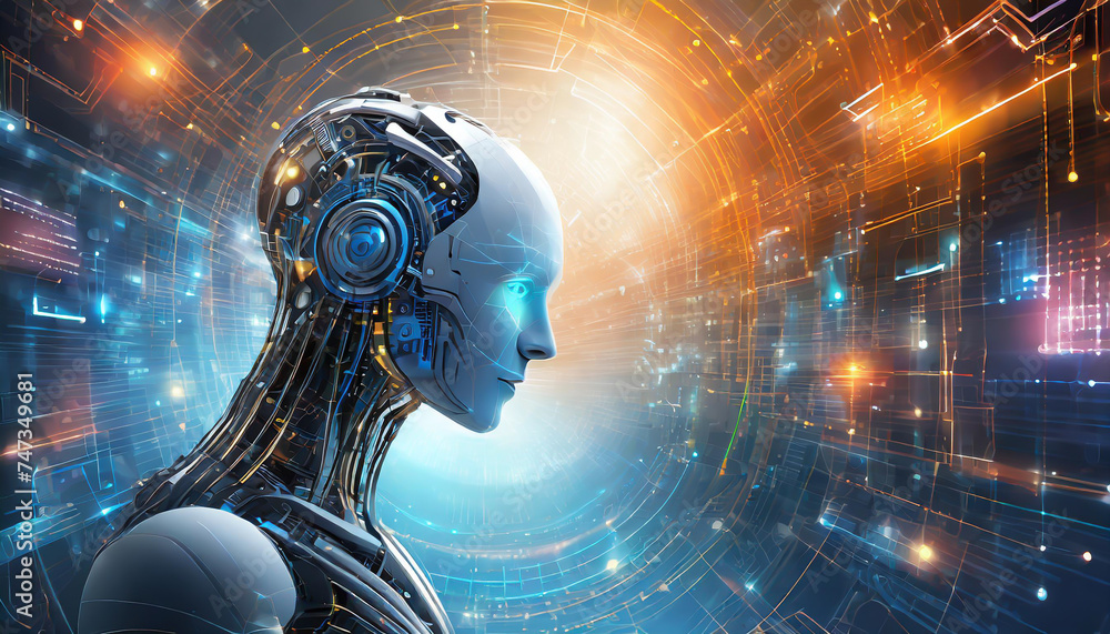 Poster artificial intelligence. technology web background. virtual concept