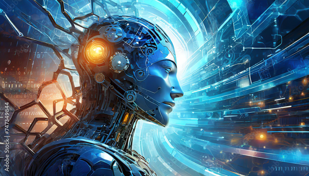 Poster artificial intelligence. technology web background. virtual concept