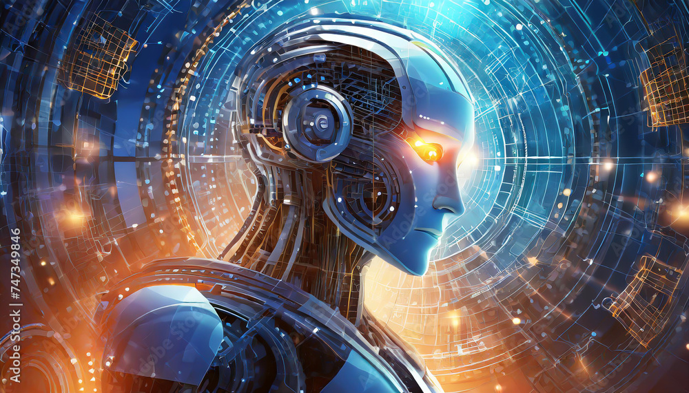 Poster artificial intelligence. technology web background. virtual concept