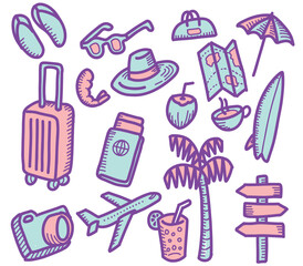 Tourist doodle vector illustration colorful