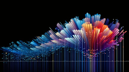 Abstract Color Explosion in Digital Space, Vibrant Data Visualization Artwork
