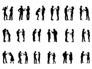 Couple arguing silhouette vector art white background