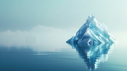 Diamond-Like Iceberg in Icy Reflecting Sea