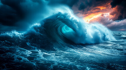 Ocean waves breaking on the beach. - obrazy, fototapety, plakaty