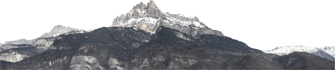 Isolated PNG cutout of a snowy mountain on a transparent background, ideal for photobashing,...