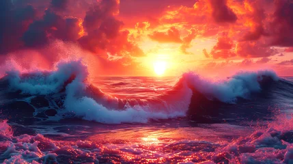 Crédence de cuisine en verre imprimé Corail Beautiful seascape at sunset.