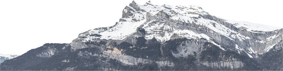 Isolated PNG cutout of a snowy mountain on a transparent background, ideal for photobashing,...
