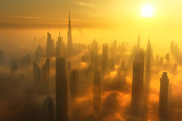 Obraz premium City skyline with sunset and sunrise views