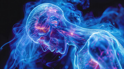 Digital Illustration of a Human Headache and Neural Discomfort. - obrazy, fototapety, plakaty