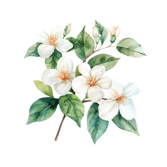 Cute jasmine vector illustration in watercolour style