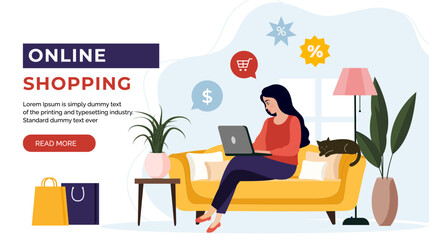 Online shopping concept illustration perfect for web design banner mobile app landing page
