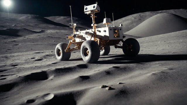 Lunar rover on the moon's surface