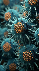 Intricate patterns of a microscopic virus, spreading and multiplying with deadly precision