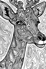 A Black and White Drawing of a Giraffe, coloring page